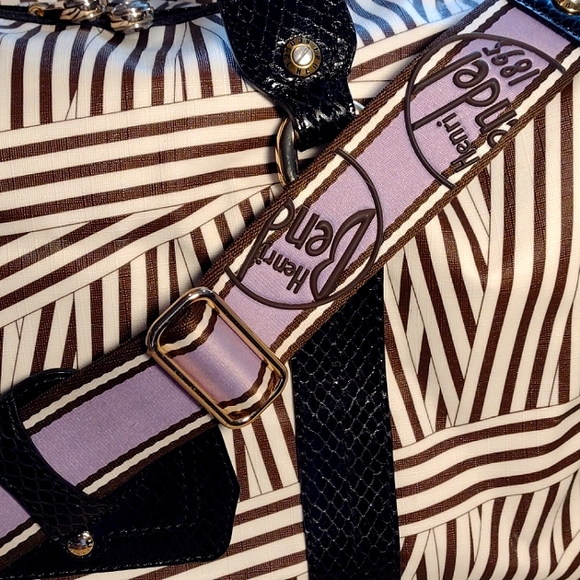 Henri Bendel Disturbed Stripe weekender with lock - Picture 2 of 16